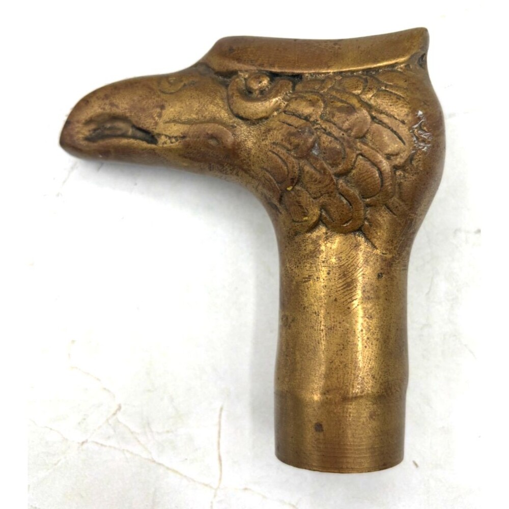 Vintage Brass Eagle Head Statue Walking Stick Cane Handle Top Topper Screw EUC - Picture 2 of 14